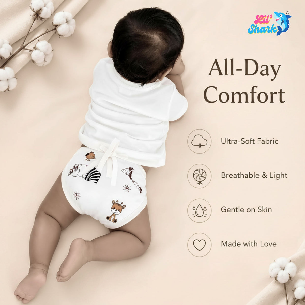 3-Layer Muslin Padded Nappies – Pack of 6, 12 or 24 — product view