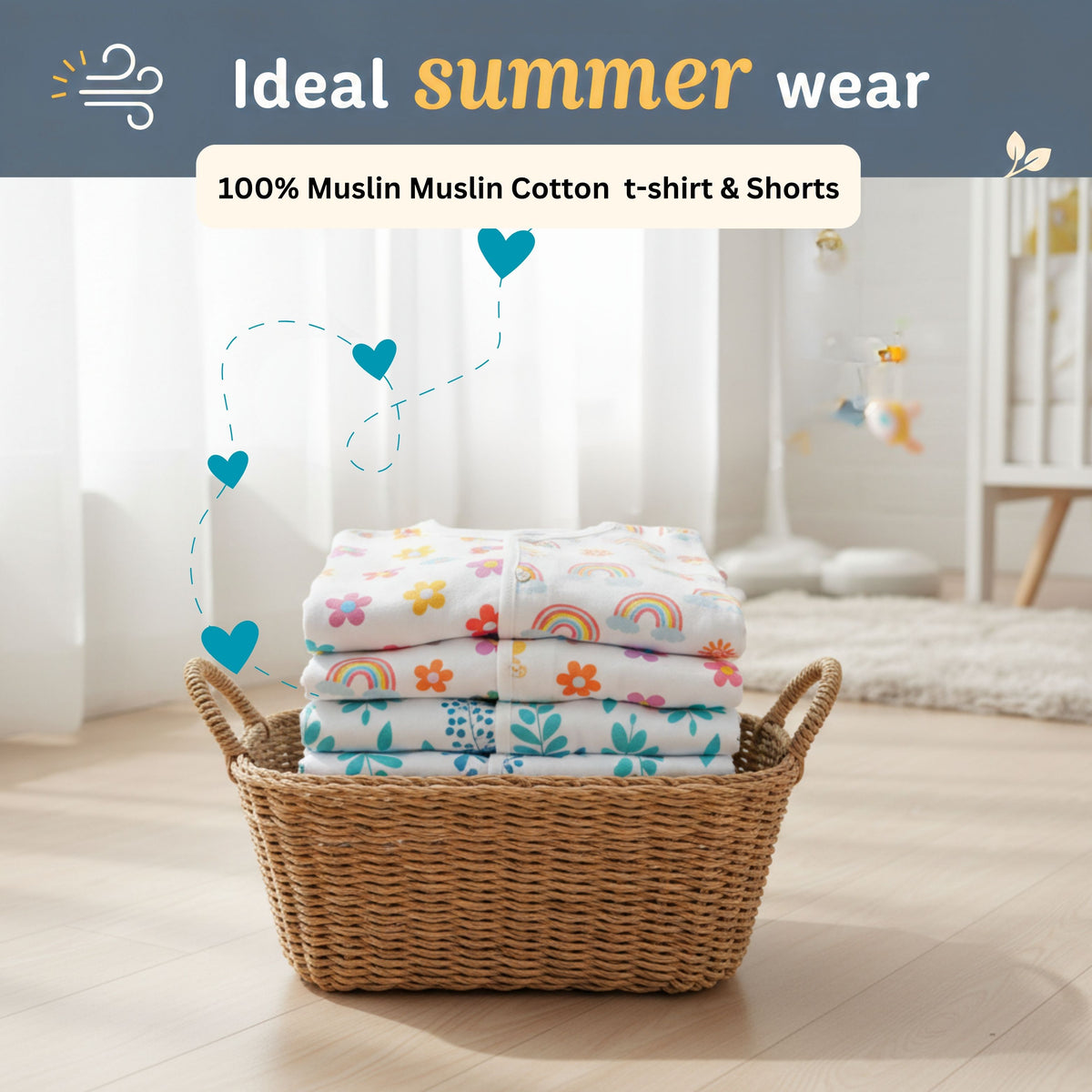 Muslin Front-Open Tops & Shorts – 2 or 4 Outfit Sets — product view