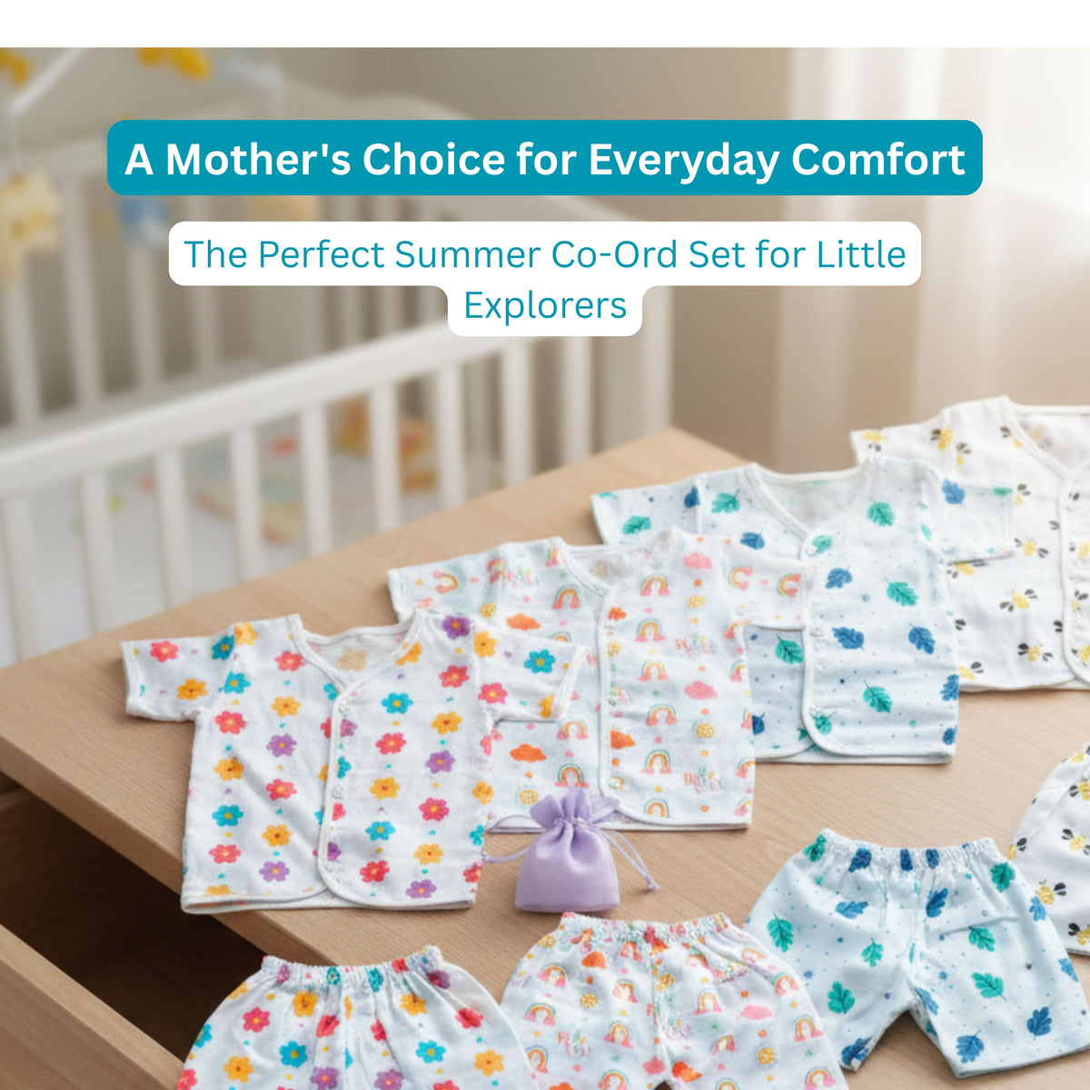 Muslin Front-Open Tops & Shorts – 2 or 4 Outfit Sets — product view