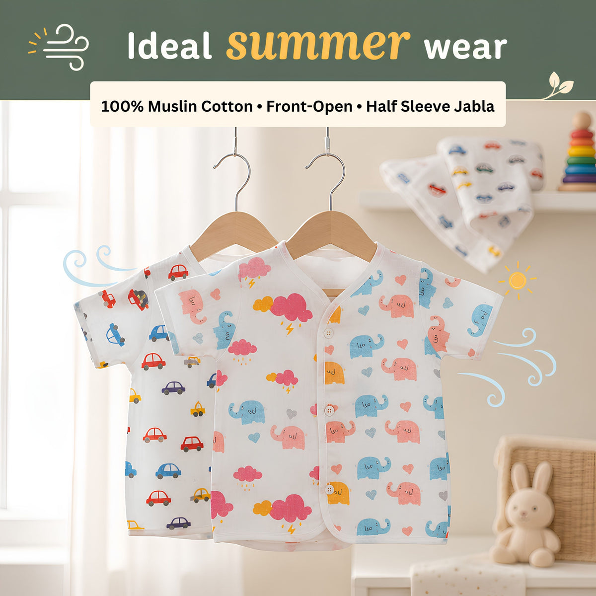 Half-Sleeve Muslin Jhablas – Pack of 2, 3 or 5 — product view
