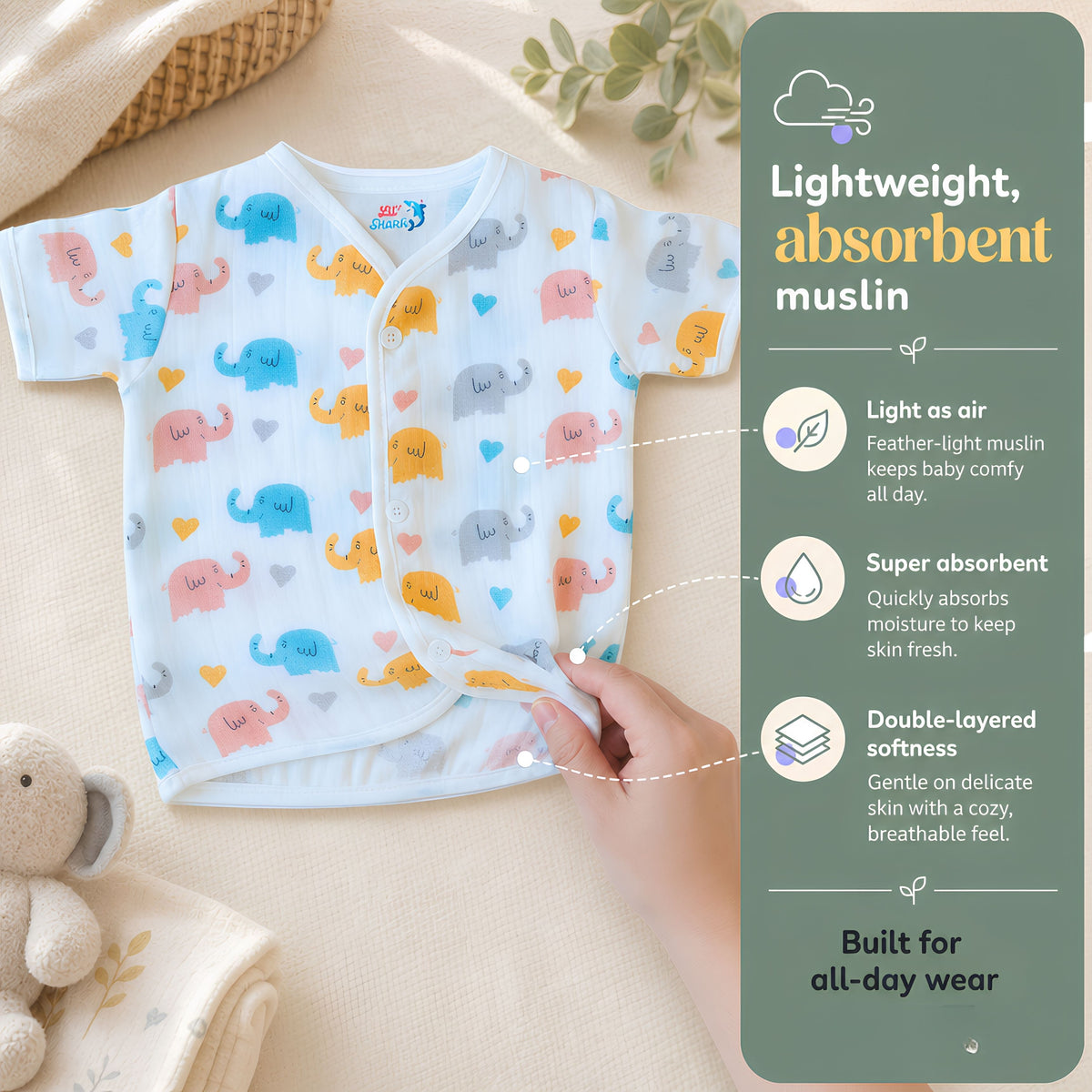 Half-Sleeve Muslin Jhablas – Pack of 2, 3 or 5 — product view