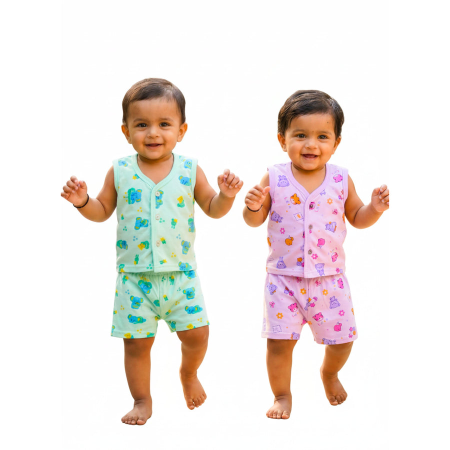 Cotton Sleeveless Vests & Shorts – 2 or 3 Outfit Sets — product view