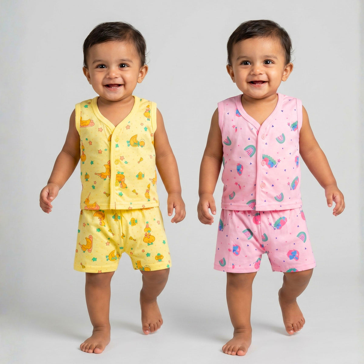 Cotton Sleeveless Vests & Shorts – 2 or 3 Outfit Sets — product view