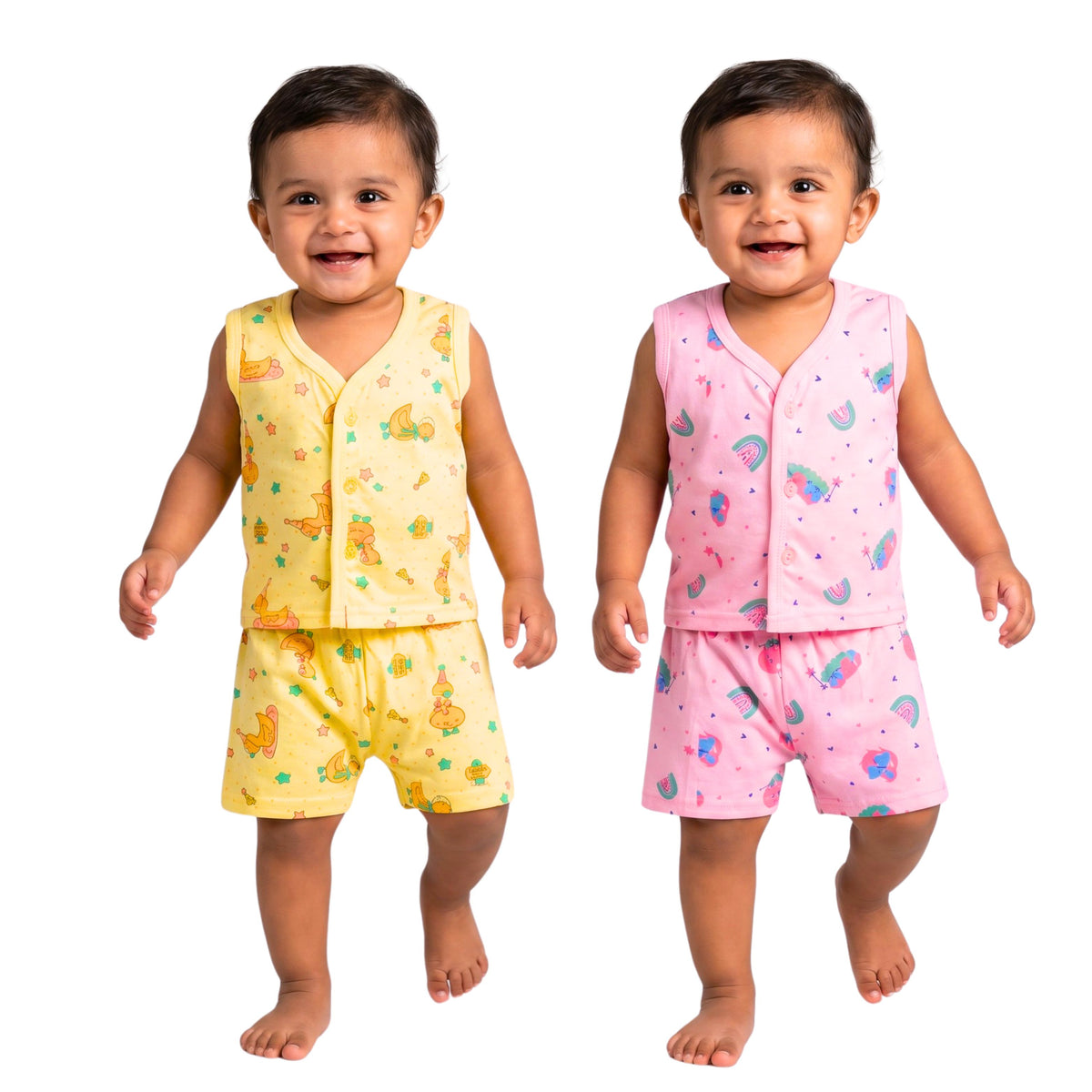 Cotton Sleeveless Vests & Shorts – 2 or 3 Outfit Sets — product view