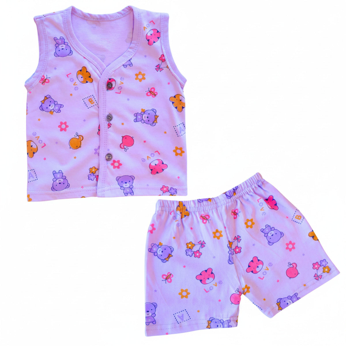 Cotton Sleeveless Vests & Shorts – 2 or 3 Outfit Sets — product view