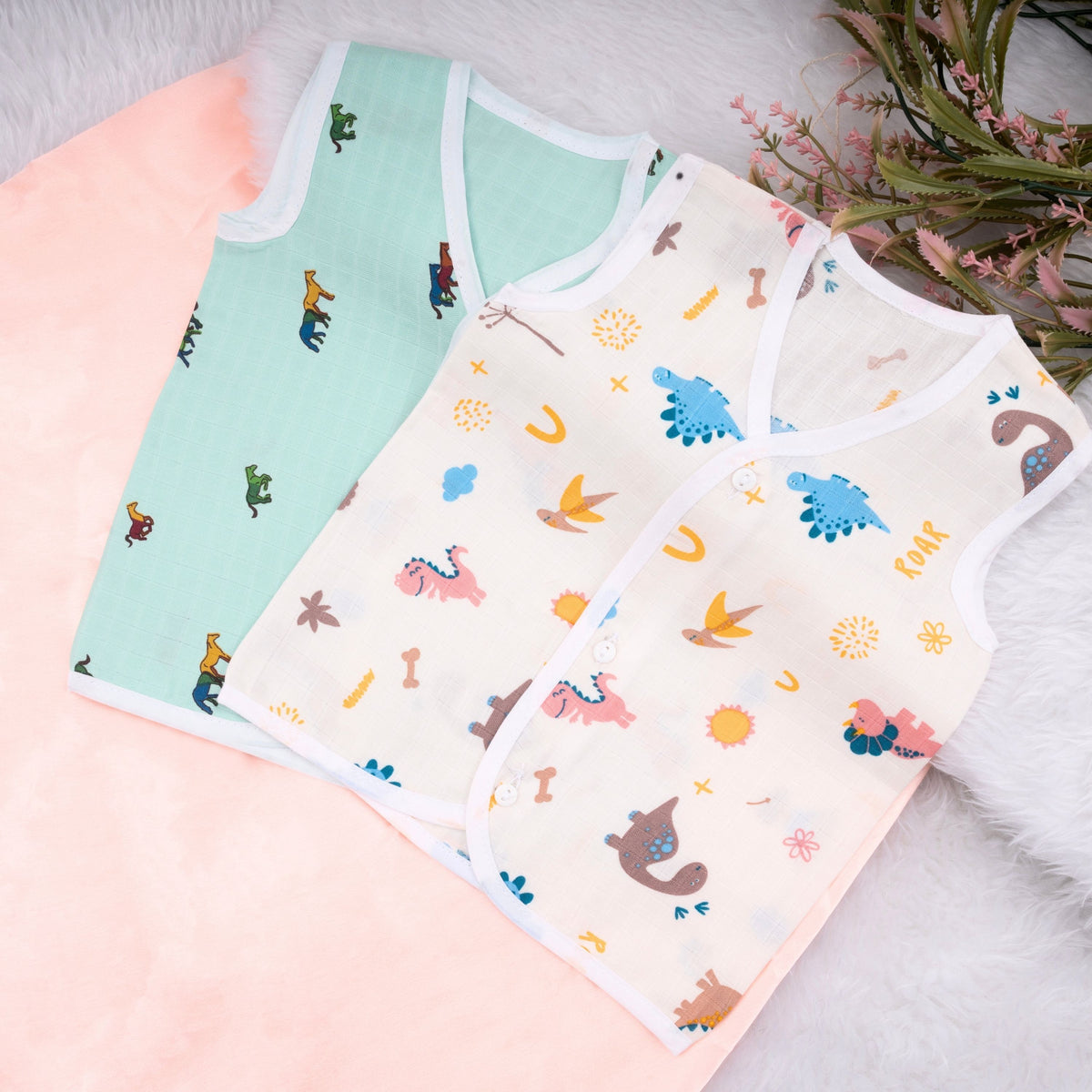 Sleeveless Front-Open Muslin Jhablas – Pack of 3 or 5 — product view