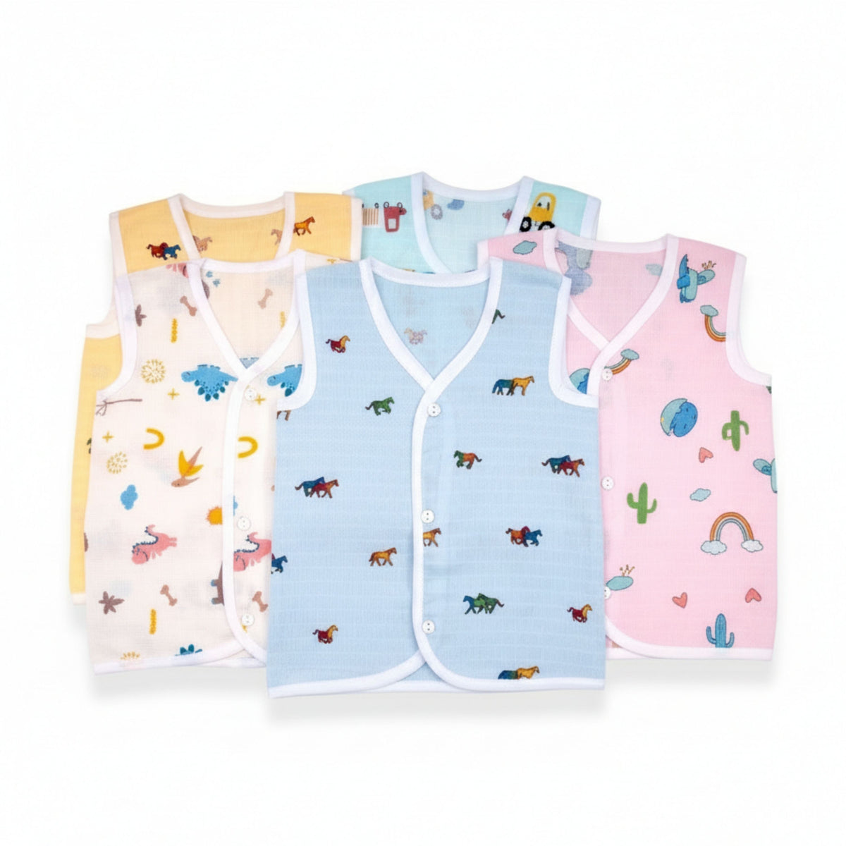 Sleeveless Front-Open Muslin Jhablas – Pack of 3 or 5 — product view