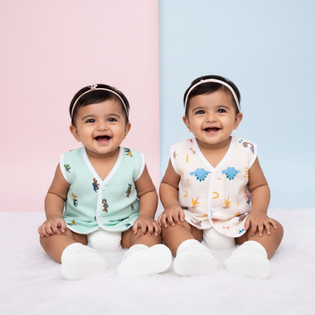 Sleeveless Front-Open Muslin Jhablas – Pack of 3 or 5 — product view