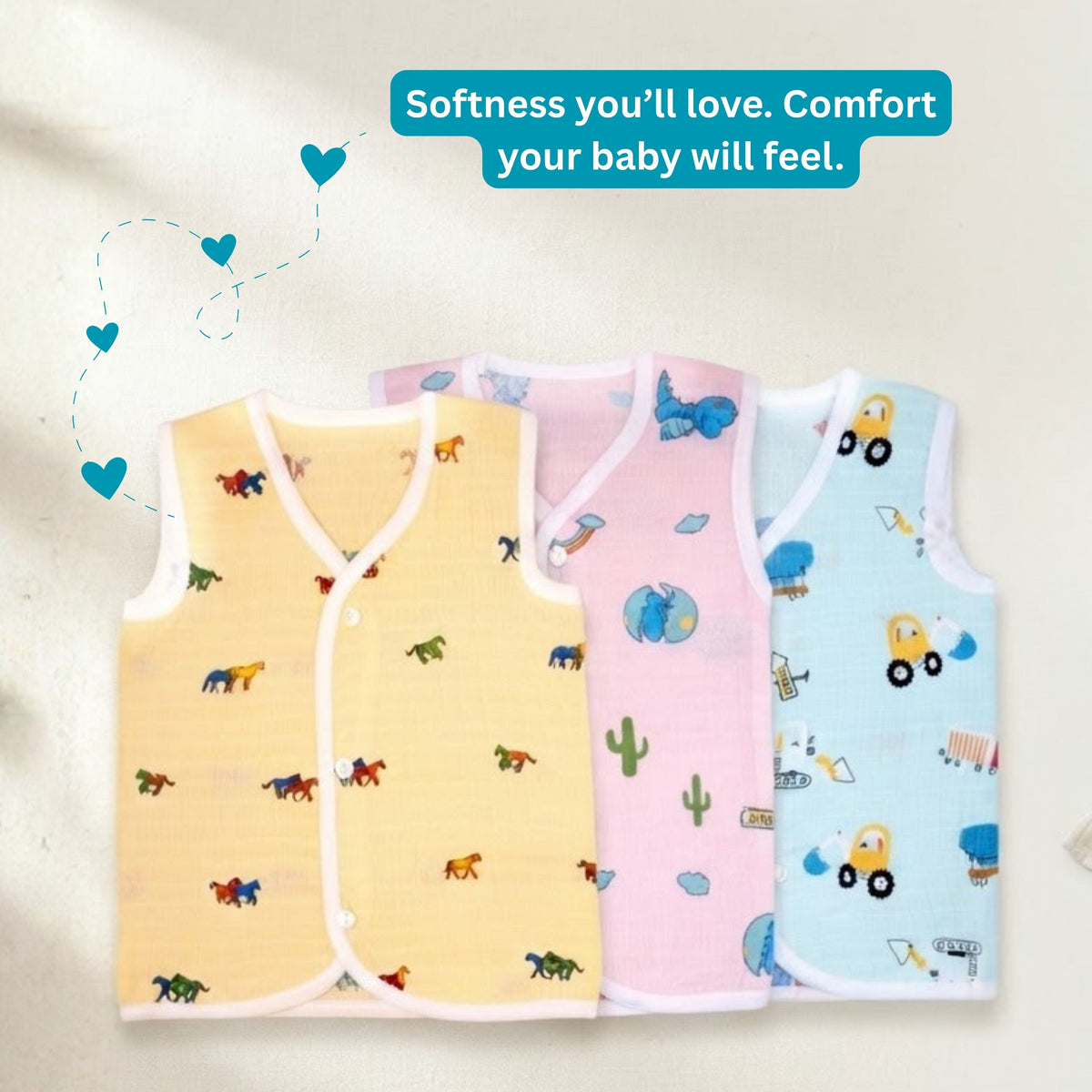 Sleeveless Front-Open Muslin Jhablas – Pack of 3 or 5 — product view