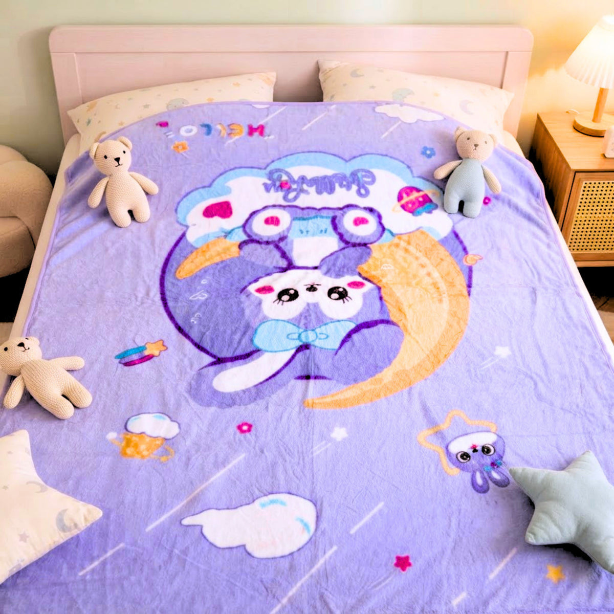 Printed Flannel Baby Blanket – 100 × 140 cm — product view