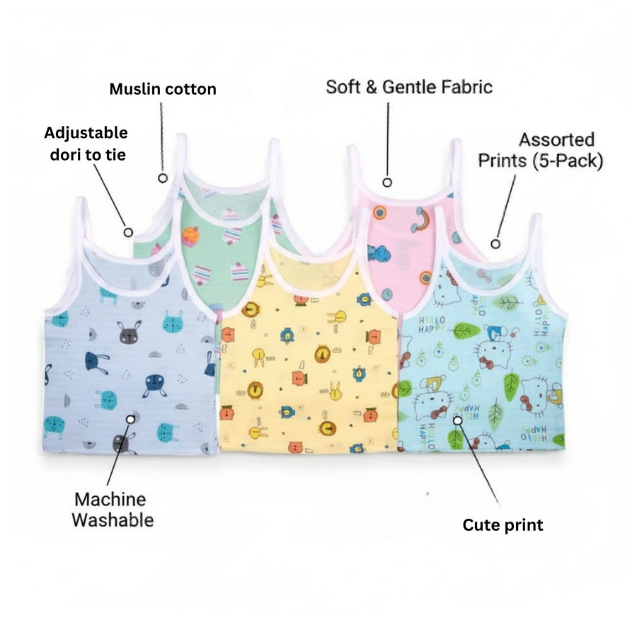 Lil’ Shark muslin tie-up jhablas — Pack of 5
