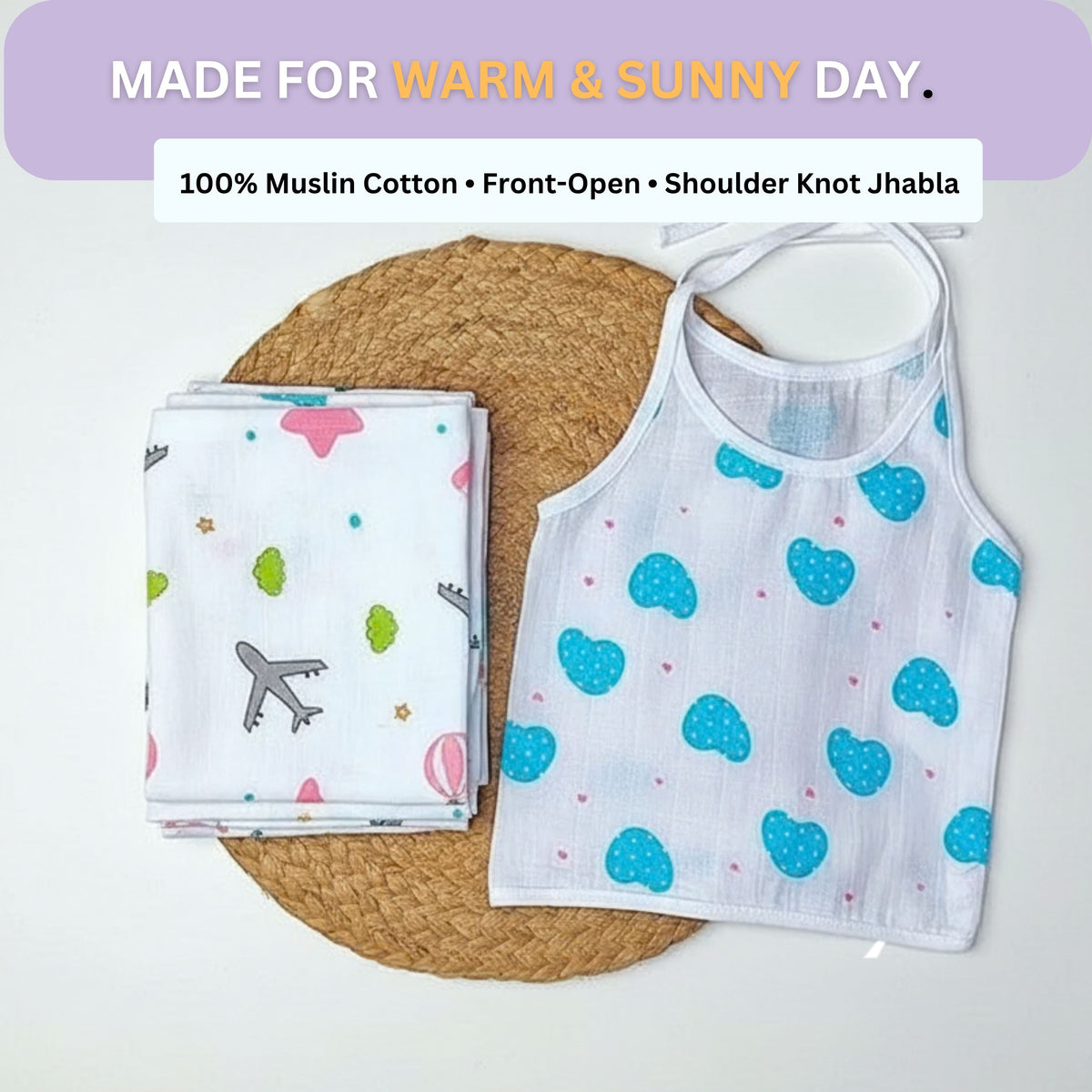 White Muslin Jhablas – Dori, Front-Open & Mixed Packs — product view