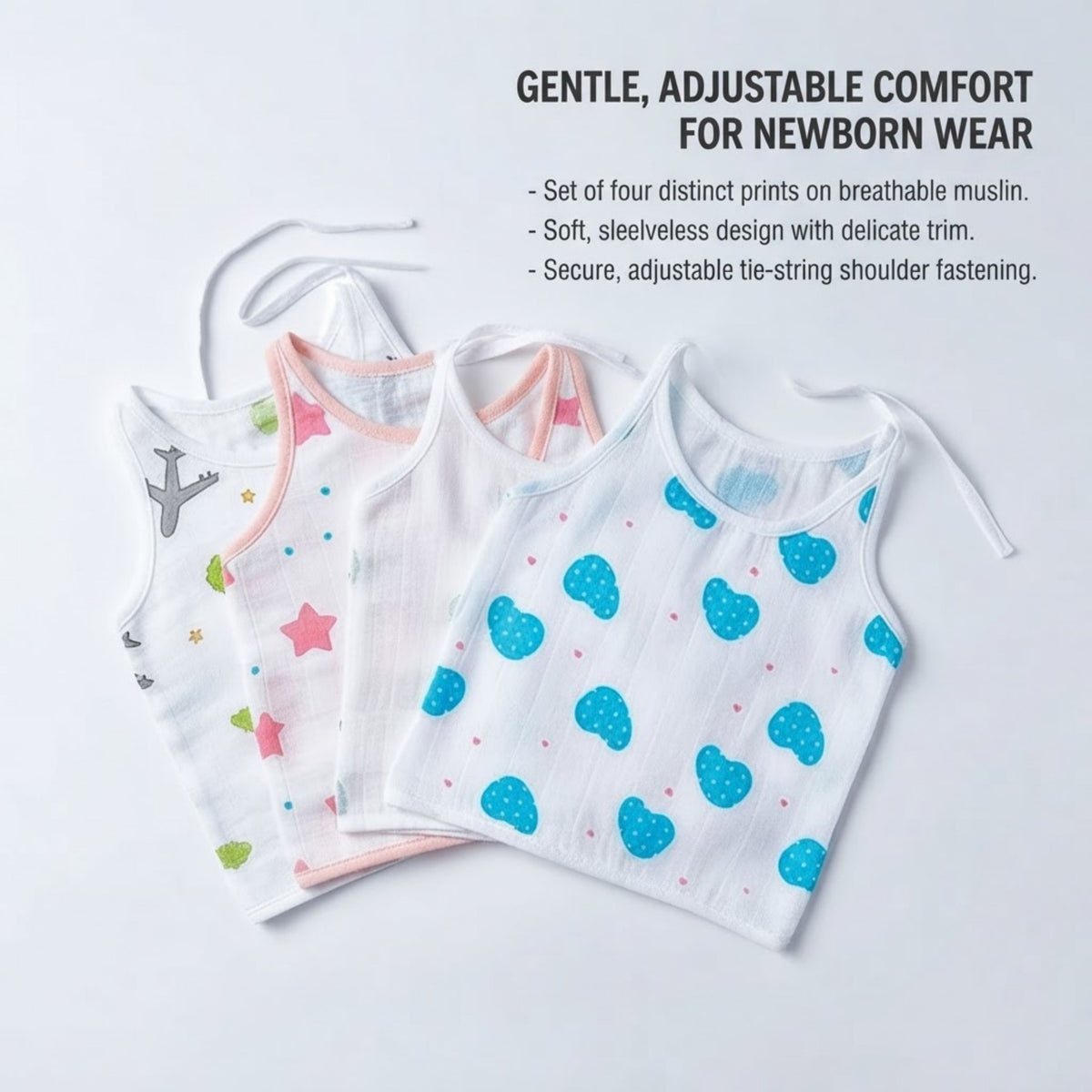 White Muslin Jhablas – Dori, Front-Open & Mixed Packs — product view