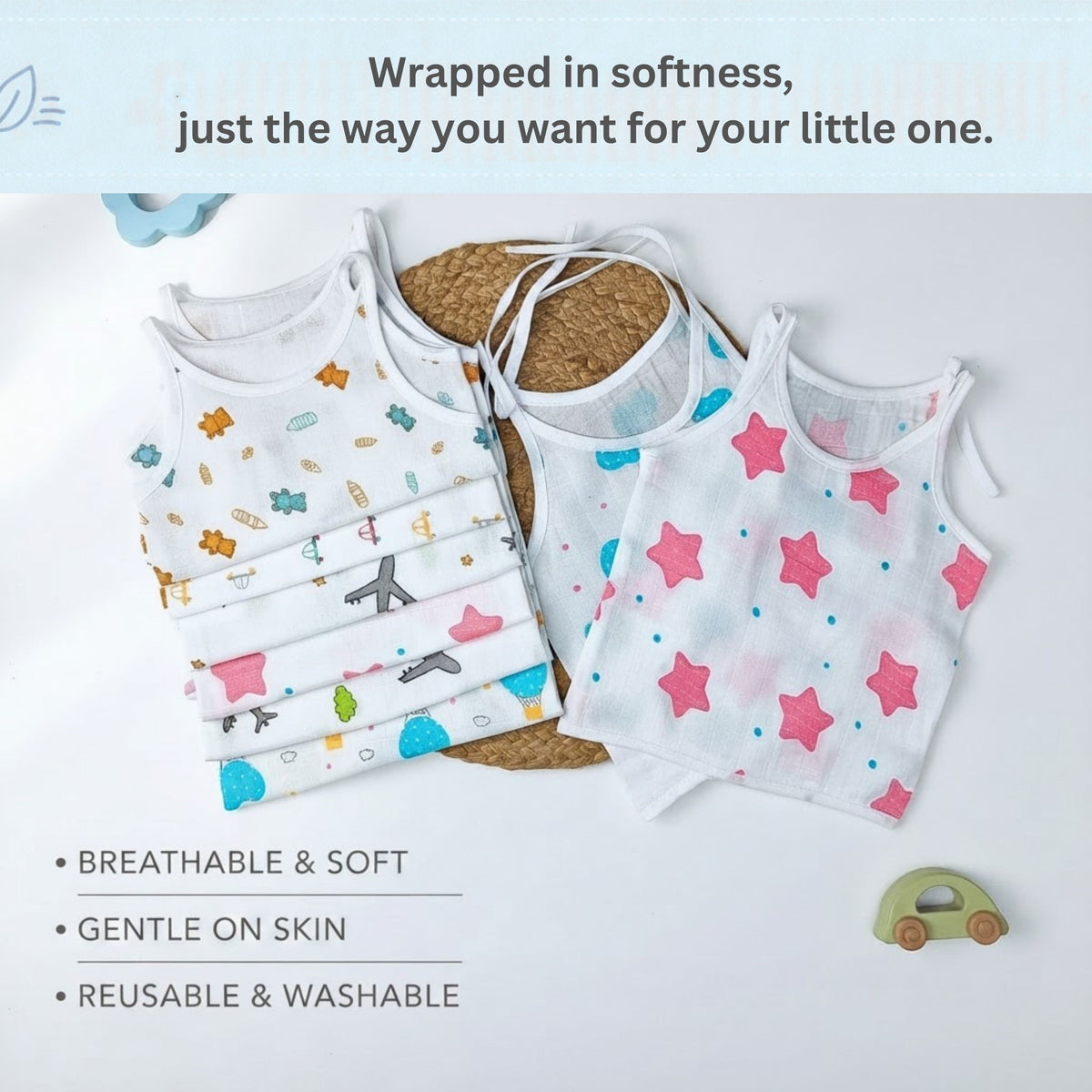 White Muslin Jhablas – Dori, Front-Open & Mixed Packs — product view