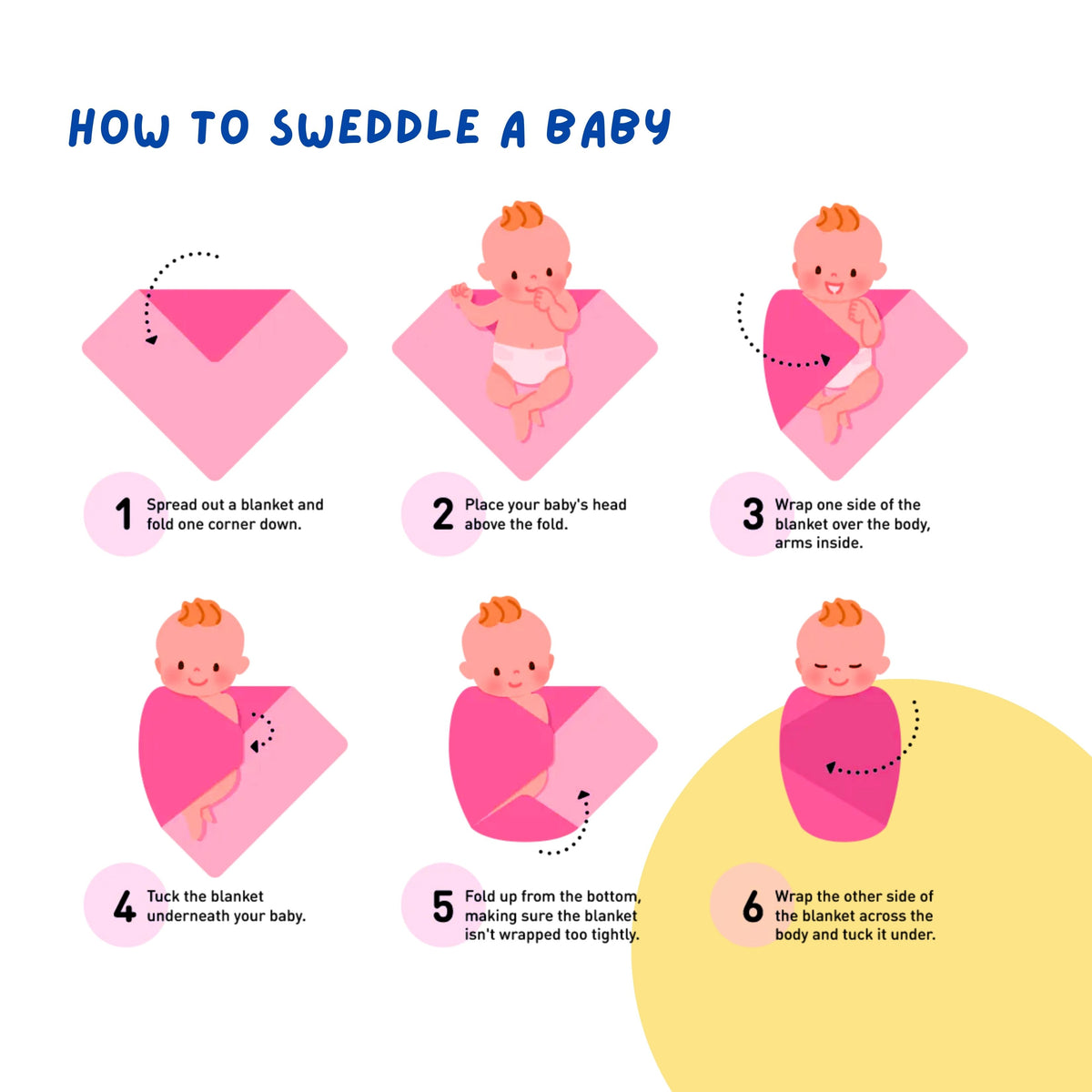 Lil’ Shark cotton muslin swaddle wraps — swaddling instructions