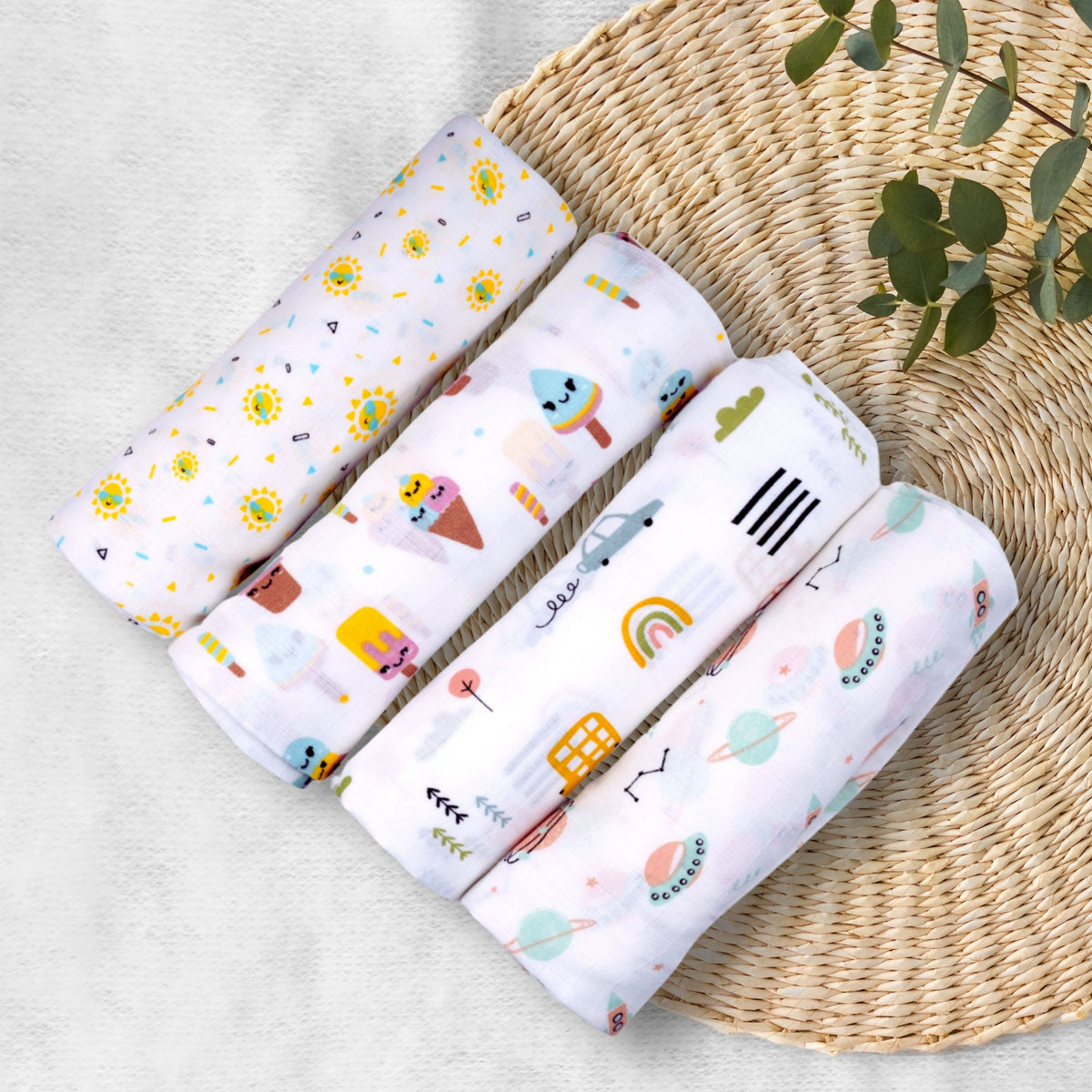 Lil’ Shark cotton muslin swaddle wraps — Pack of 3 product view