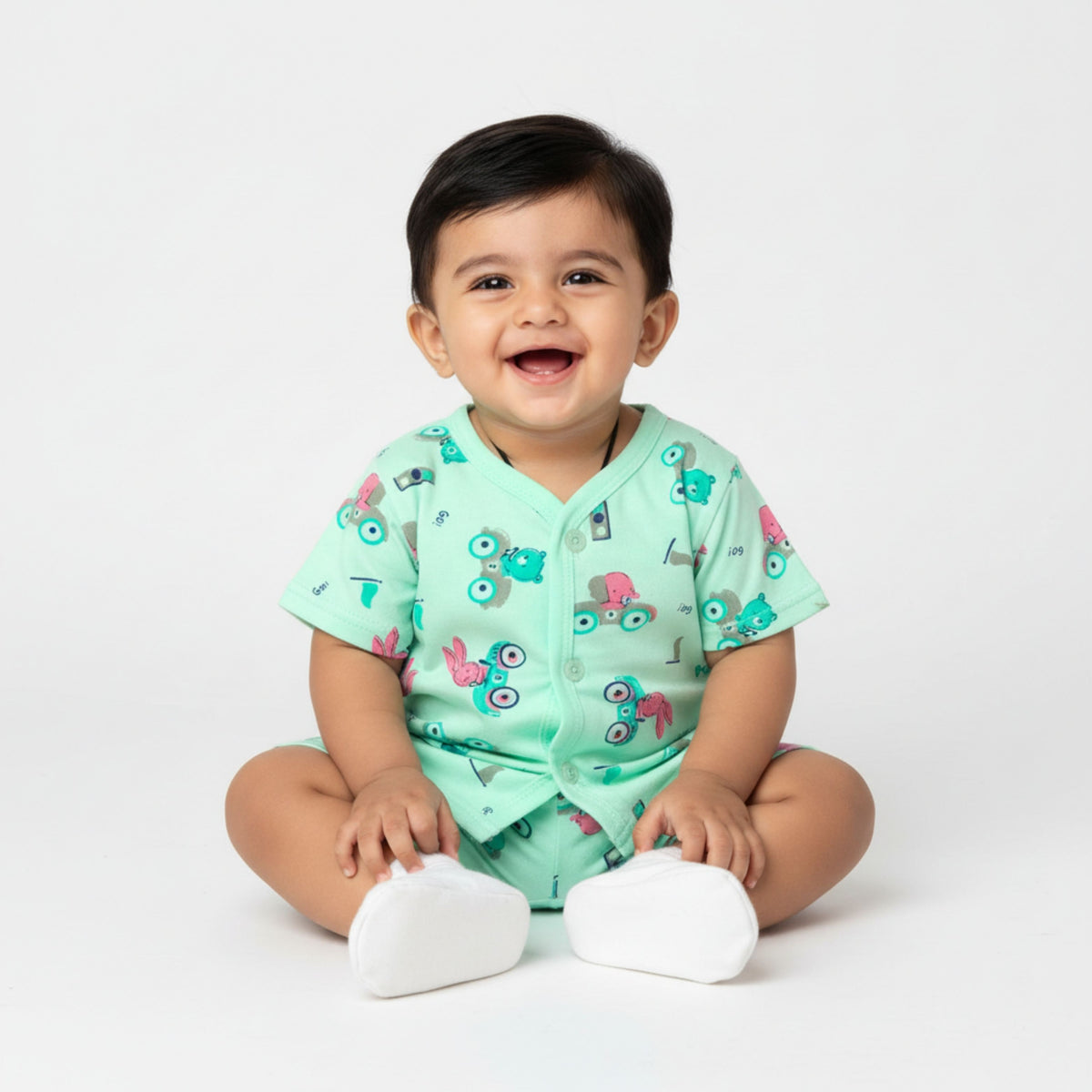 Cotton Front-Open Tops & Shorts – 2 or 3 Outfit Sets — product view