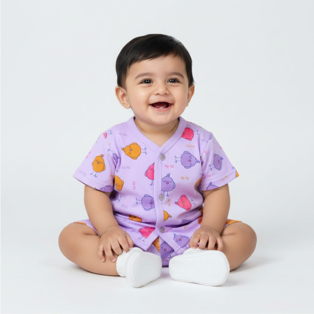 Cotton Front-Open Tops & Shorts – 2 or 3 Outfit Sets — product view