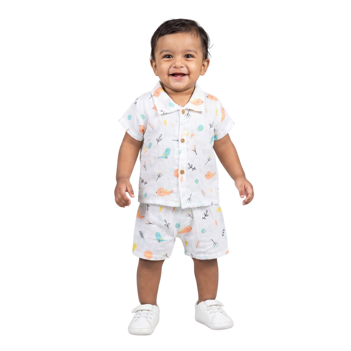 Muslin Collared Shirt & Shorts – Baby Co-ord Sets — product view