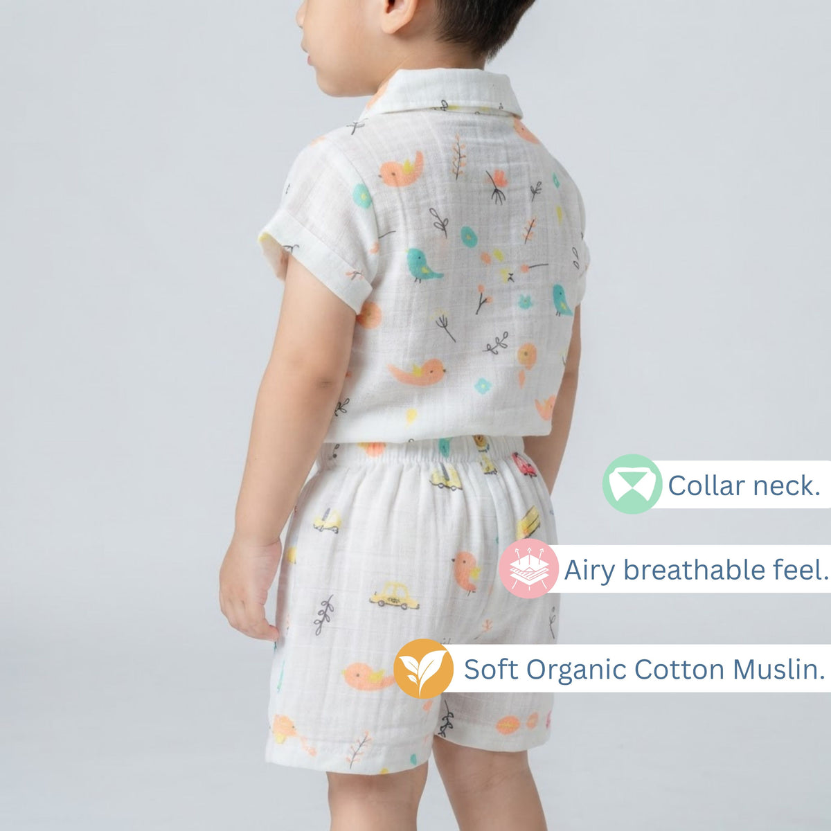 Muslin Collared Shirt & Shorts – Baby Co-ord Sets — product view