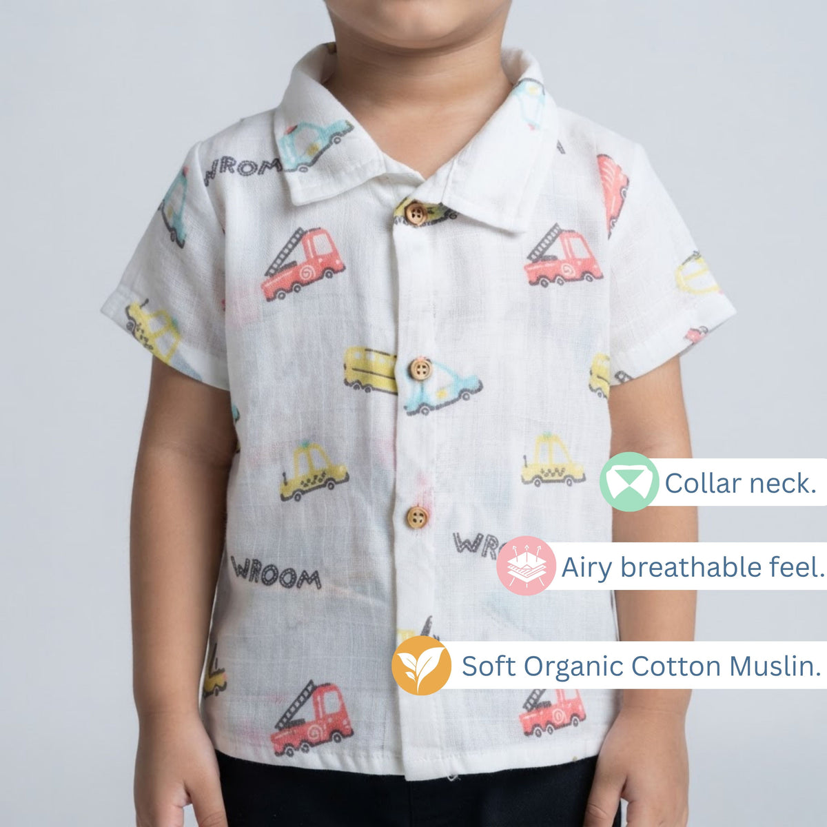 Muslin Collared Shirt & Shorts – Baby Co-ord Sets — product view