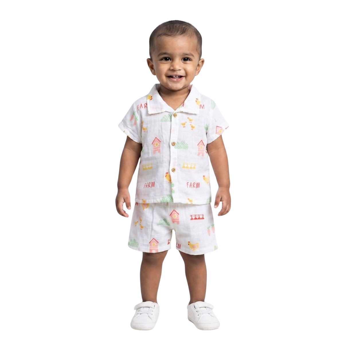 Muslin Collared Shirt & Shorts – Baby Co-ord Sets — product view