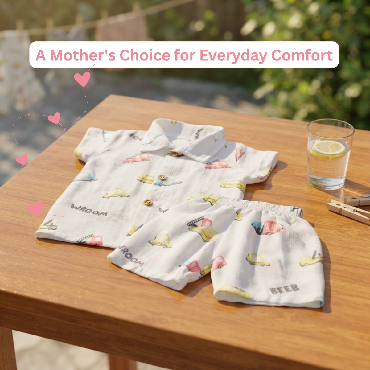 Muslin Collared Shirt & Shorts – Baby Co-ord Sets — product view
