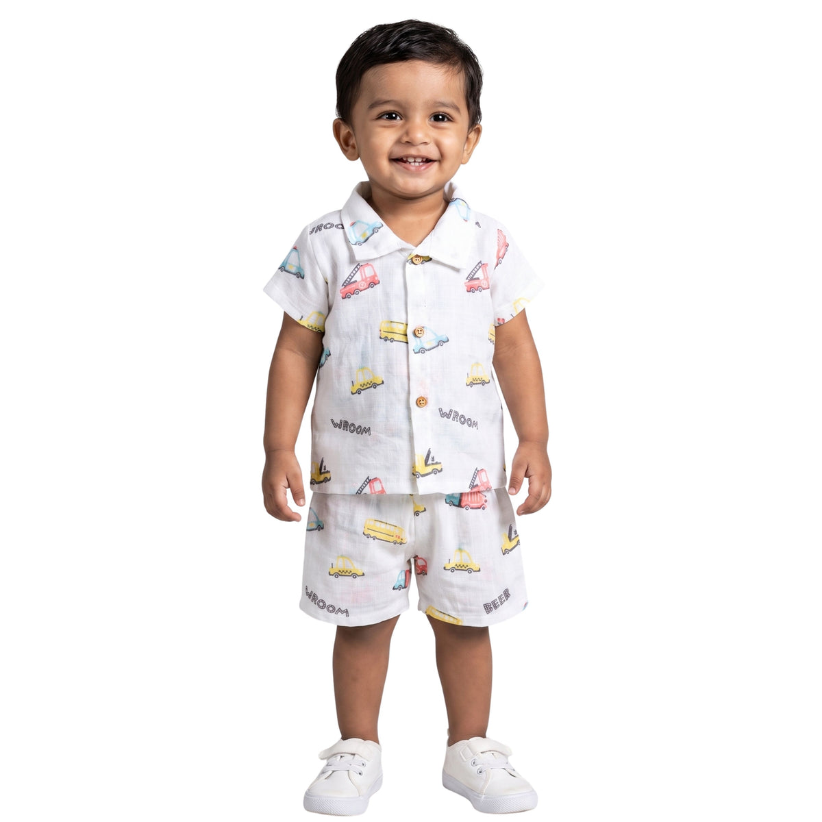 Muslin Collared Shirt & Shorts – Baby Co-ord Sets — product view