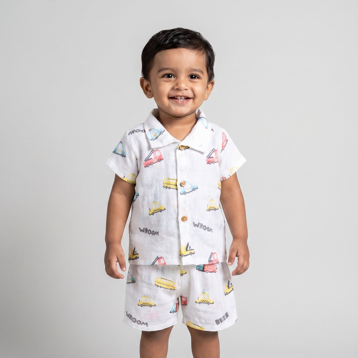Muslin Collared Shirt & Shorts – Baby Co-ord Sets — product view