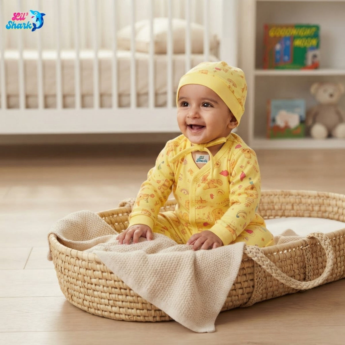 3-Piece Cotton Newborn Set – Jhabla, Pyjama & Cap — product view