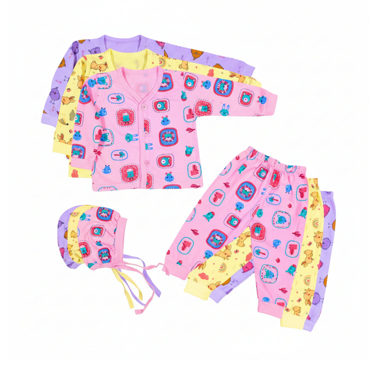 9-Piece Cotton Newborn Set – 3 Complete Outfits — product view