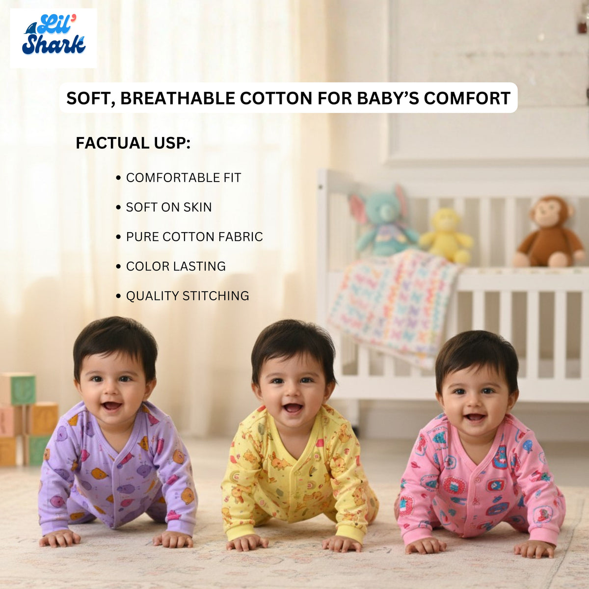9-Piece Cotton Newborn Set – 3 Complete Outfits — product view