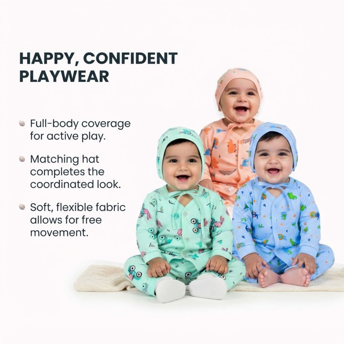 9-Piece Cotton Newborn Set – 3 Complete Outfits — product view
