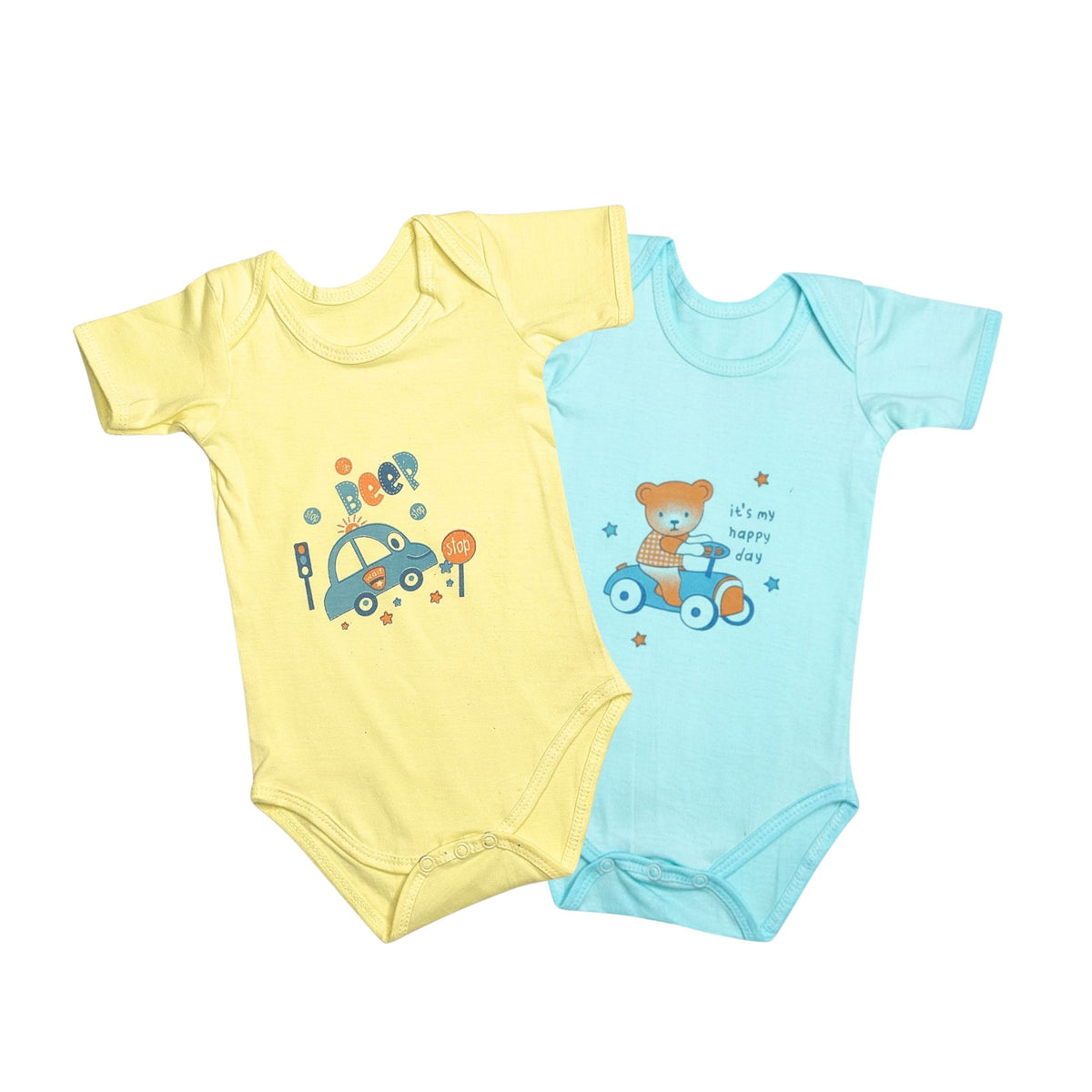 Lil' Shark short-sleeve cotton baby bodysuits, combo 1