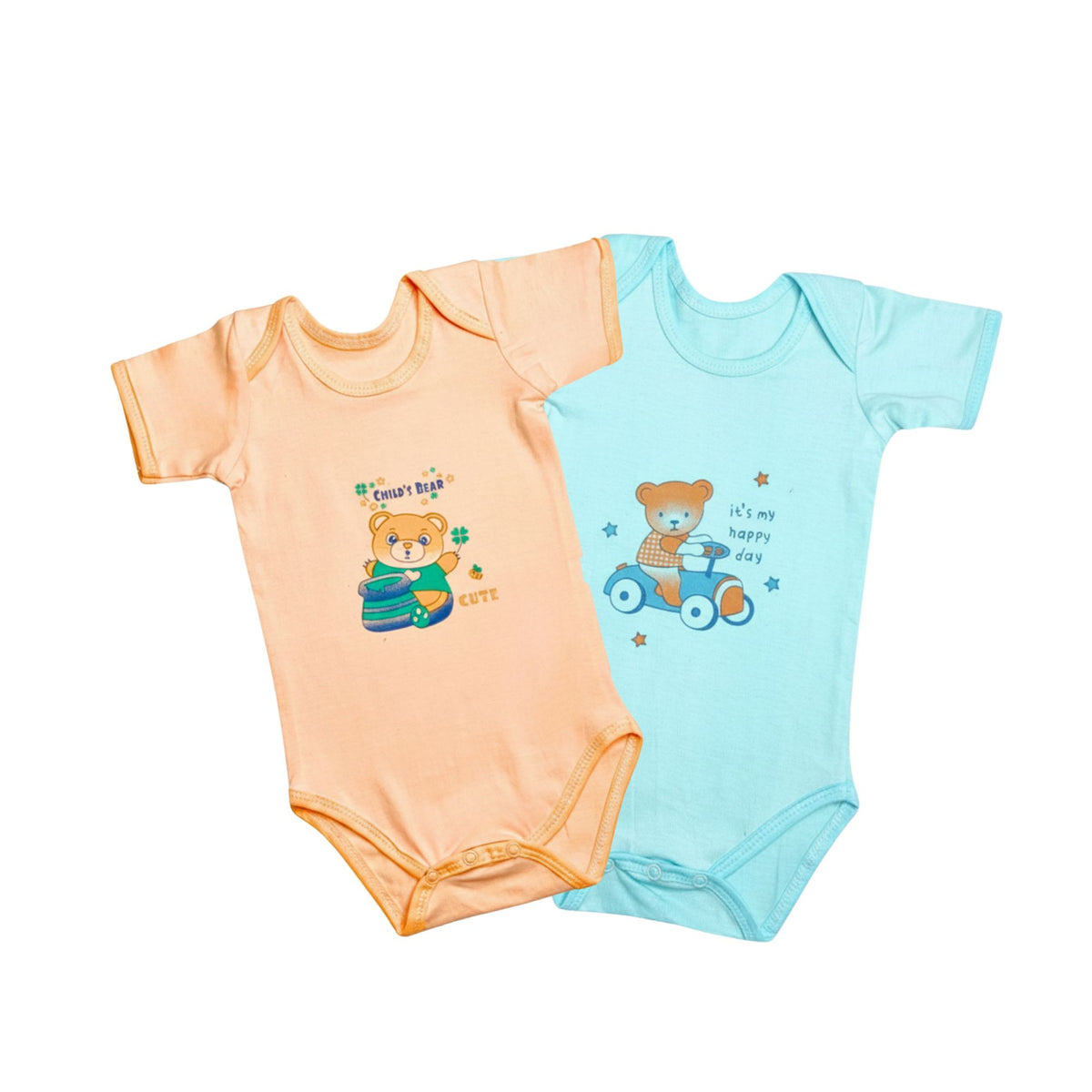 Lil' Shark short-sleeve cotton baby bodysuits, combo 2