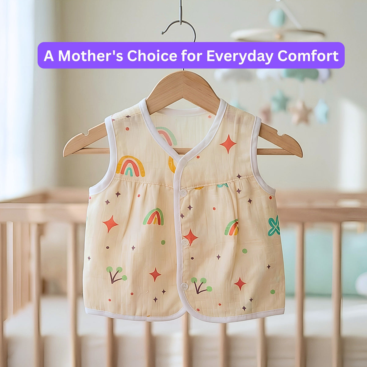 Lil’ Shark – Printed muslin frock jhabla on a hanger